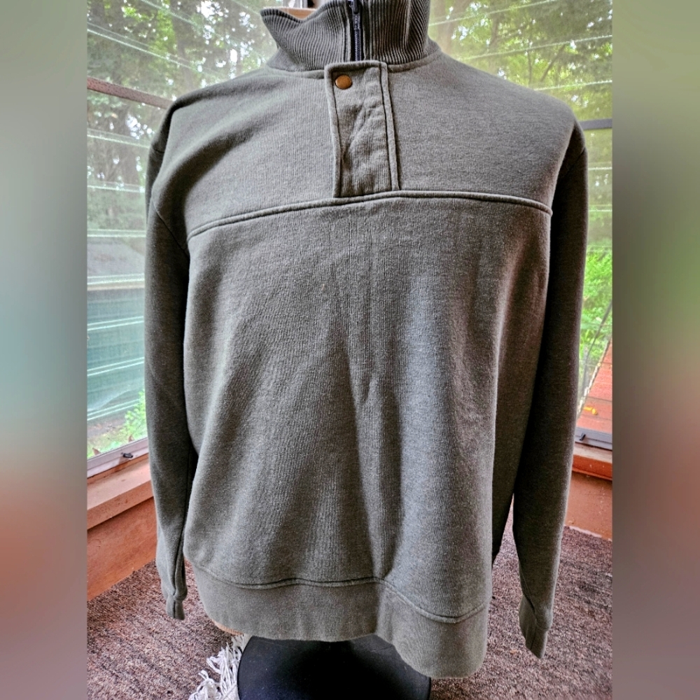 Orvis Men's Zip Up Fleece Pullover Sweater in Olive XL